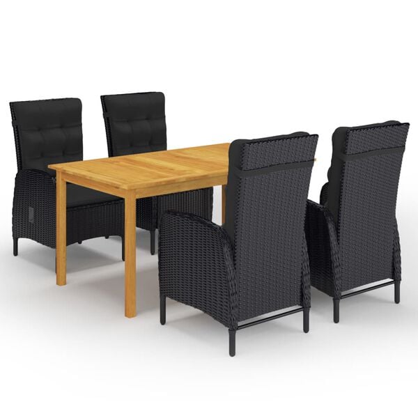 vidaXL 5 Piece Garden Dining Set Black