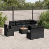 vidaXL 9 Piece Garden Sofa Set with Cushions Black Poly Rattan