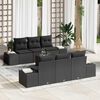 vidaXL Garden Sofa Set with Cushion 7 pcs Black Poly Rattan