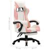 vidaXL Racing Chair with Footrest Pink and White Faux Leather