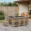 vidaXL 11 Piece Garden Dining Set with Cushions Mix Beige Poly Rattan