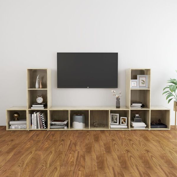vidaXL 5 Piece TV Cabinet Set Sonoma Oak Engineered Wood