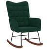 vidaXL Rocking Chair with Stool Dark Green Velvet