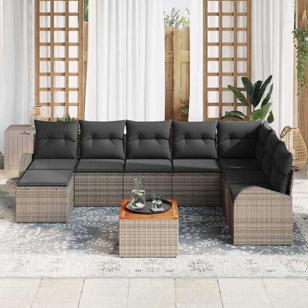 vidaXL Garden Sofa Set 9 pcs Grey