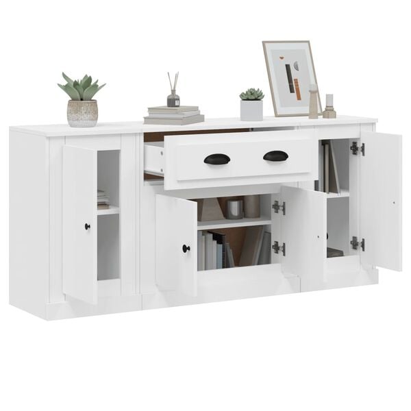 vidaXL Sideboards 3 pcs White Engineered Wood