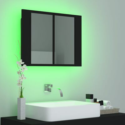 vidaXL LED Bathroom Mirror Cabinet Black 60x12x45 cm