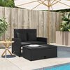 vidaXL Garden Sofa with Cushions 2-Seater Black Poly Rattan