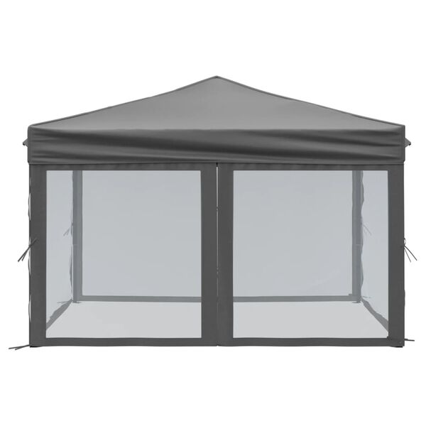 vidaXL Folding Party Tent with Sidewalls Anthracite 3x3 m