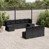 vidaXL 10 Piece Garden Sofa Set with Cushions Black Poly Rattan