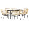 vidaXL 7 Piece Garden Dining Set with Cushions Brown Poly Rattan Glass