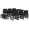 vidaXL 11 Piece Garden Dining Set with Cushions Black Poly Rattan