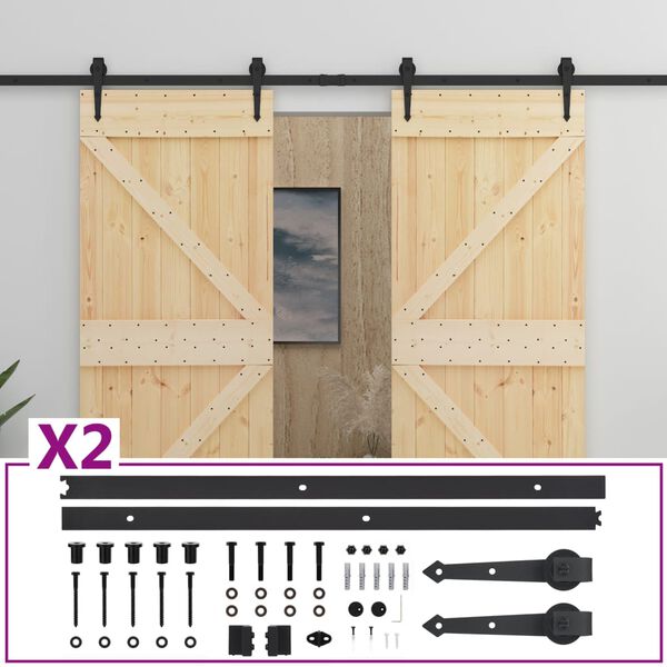 vidaXL Sliding Door with Hardware Set 90x210 cm Solid Pine Wood