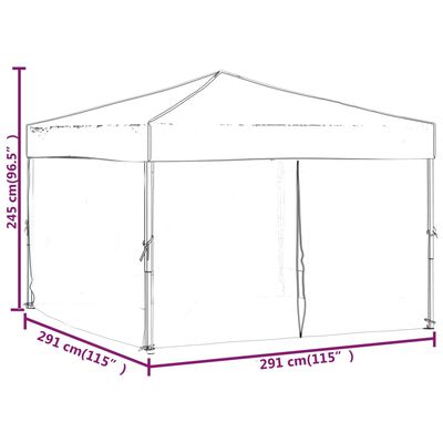 vidaXL Folding Party Tent with Sidewalls Anthracite 3x3 m