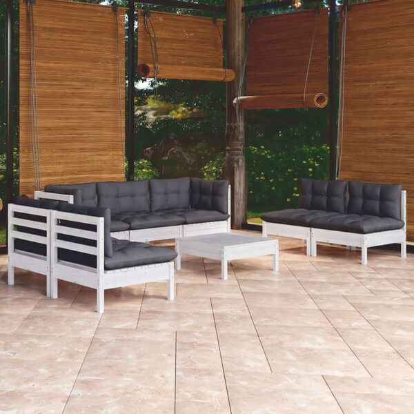vidaXL 8 Piece Garden Lounge Set with Cushions Solid Pinewood