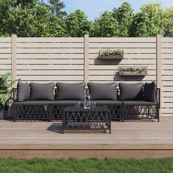 vidaXL 5 Piece Garden Lounge Set with Cushions Anthracite Steel