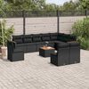 vidaXL 11 Piece Garden Sofa Set with Cushions Black Poly Rattan