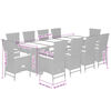 vidaXL 11 Piece Garden Dining Set with Cushions Grey Poly Rattan