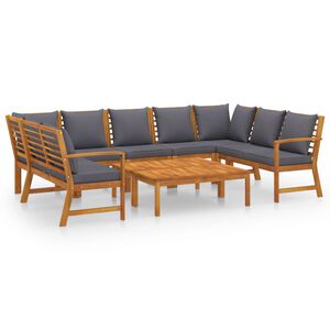 vidaXL 9 Piece Garden Lounge Set with Cushion Solid Acacia Wood