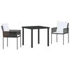 vidaXL Garden Dining Set 3 pcs Brown and Black PE Rattan