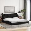 vidaXL Bed Frame with LED without Mattress "Hvar" Black 180x200 cm King Fabric