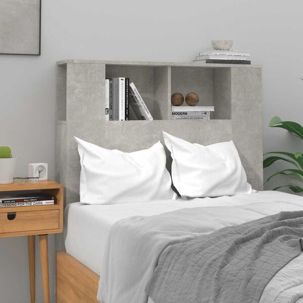 vidaXL Headboard Cabinet Concrete Grey 100x18.5x102.5 cm