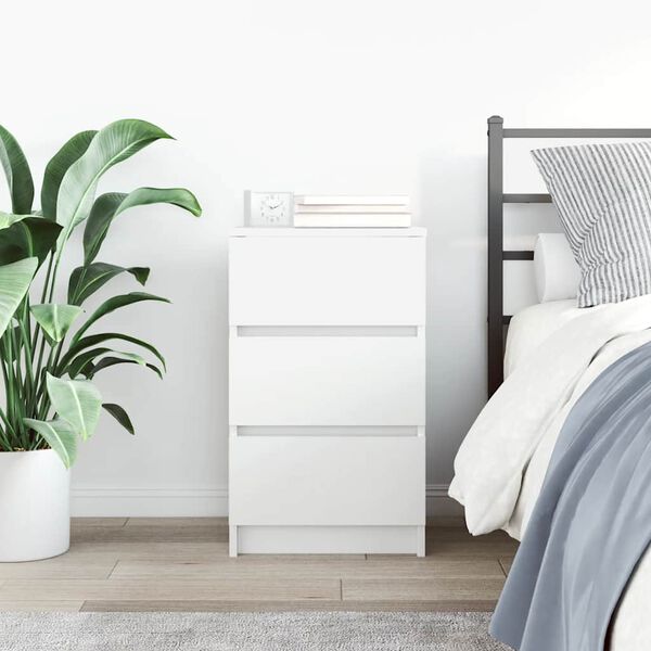 vidaXL Bedside Cabinet with 3 Drawers White 39x35x65 cm