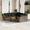 vidaXL 9 Piece Garden Sofa Set with Cushions Grey Poly Rattan