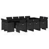 vidaXL 13 Piece Garden Dining Set with Cushions Black Poly Rattan