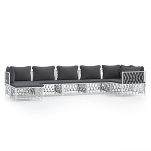 vidaXL 7 Piece Garden Lounge Set with Cushions White Steel