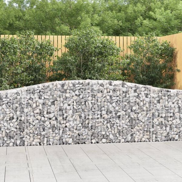 vidaXL Arched Gabion Baskets 4 pcs 400x30x80/100 cm Galvanised Iron