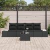 vidaXL Sofa Set with Cushion Manual 5 pcs Black Poly Rattan