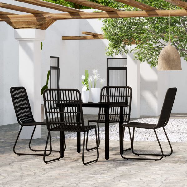 vidaXL 5 Piece Garden Dining Set Black