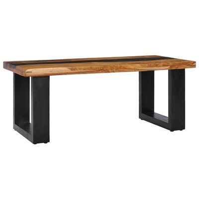 vidaXL Coffee Table 100x50x40 cm Solid Teak Wood and Lava Stone