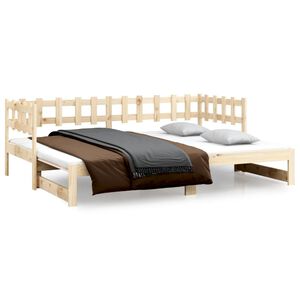 vidaXL Pull-out Day Bed without Mattress 2x(90x190) cm Solid Wood Pine