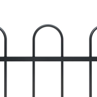 vidaXL Garden Fence with Hoop Top Steel 3.4x0.6 m Black