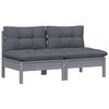 vidaXL 2-Seater Garden Sofa with Anthracite Cushions Solid Wood Pine