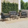 vidaXL 5 Piece Balcony Furniture Set with Cushions Black Steel
