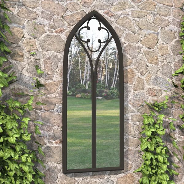 vidaXL Garden Mirror Black 100x45 cm Iron for Outdoor Use