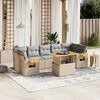 vidaXL 8 Piece Garden Sofa Set with Cushions Beige Poly Rattan
