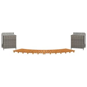 vidaXL Hot Tub Surround Grey Poly Rattan and Solid Wood Acacia
