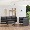 vidaXL 6 Piece Garden Lounge Set with Cushions Poly Rattan Grey