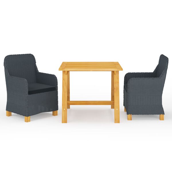 vidaXL 3 Piece Garden Dining Set Dark Grey