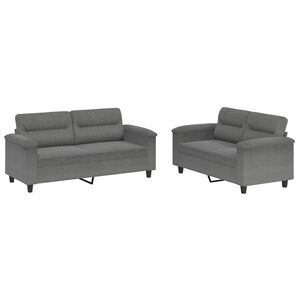 vidaXL 2 Piece Sofa Set with Cushions Dark Grey Microfibre Fabric