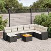 vidaXL 9 Piece Garden Sofa Set with Cushions Black Poly Rattan