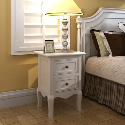 vidaXL Nightstands 2 pcs with 2 Drawers MDF White