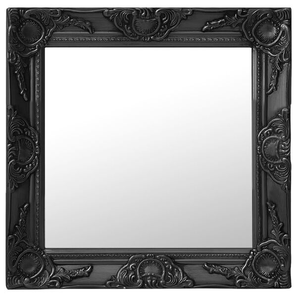 vidaXL Wall Mirror Baroque Style 50x50 cm Black