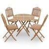 vidaXL 5 Piece Folding Outdoor Dining Set with Cushions Bamboo