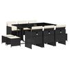 vidaXL 11 Piece Garden Dining Set with Cushions Black Poly Rattan
