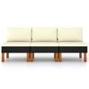 vidaXL Middle Sofas 3 pcs Poly Rattan and Solid Eucalyptus Wood