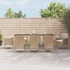 vidaXL 9 Piece Garden Dining Set with Cushions Beige Poly Rattan